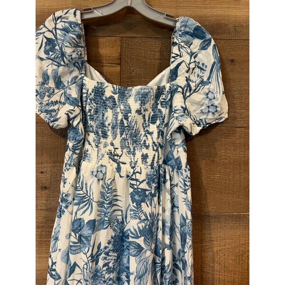 ZOE & CLAIRE Floral Puff Sleeve Front Slit Midi Dress size L - Picture 7 of 10